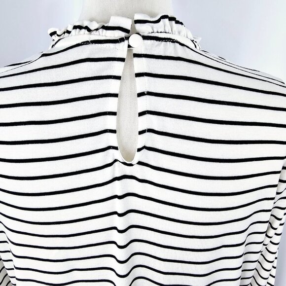 Kaileigh Women's Black & White Striped Ruffle Trim Long Sleeve Top Size L NWOT - Picture 9 of 15